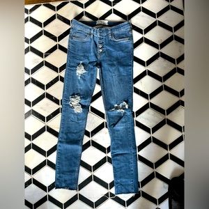 Free people denim stretch, skinny Jean button fly